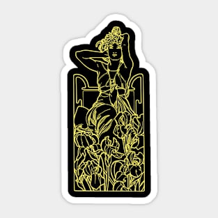 Alphonse Mucha Amethyste Yellow Neon Sticker